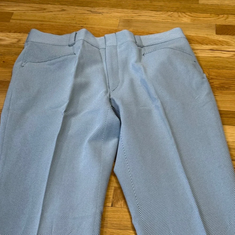 Vintage 70s Double Knit Pants Mens 38 Black Stripe Polyester NOS Deadstock